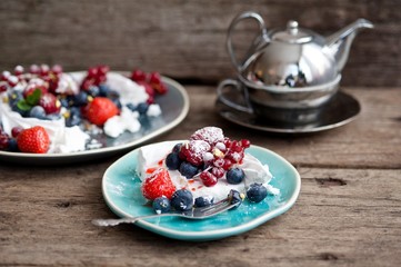 delicious dessert Pavlova, meringue cake