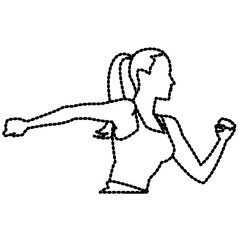 Fototapeta premium Fitness woman running icon vector illustration graphic design