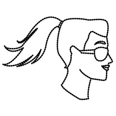 Woman head witn sunglasses icon vector illustration graphic design
