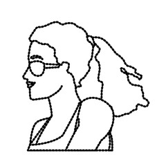 Woman head witn sunglasses icon vector illustration graphic design