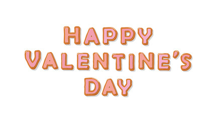 Happy Valentines day sweet cartoon letters. Isolated on white.