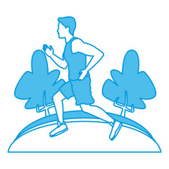 Man running at park icon vector illustration graphic design
