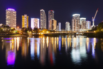 Australian modern city at night - Broadbeach, Gold Coast, Australia