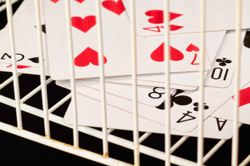 Cards inside a cage