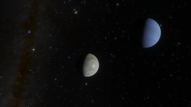 Triton Moon orbits Neptune
