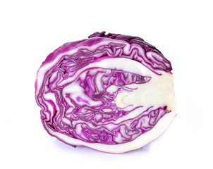 Purple cabbage piece on a white background