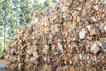 kanchanaburi , thailand - 01 02 2018 stock waste paper , material for industry paper, outdoor