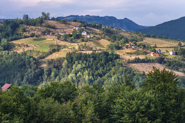 Fototapeta na wymiar Landscape in Arilje commune in Zlatibor area in Serbia