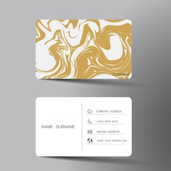 White and gold business card template design. With inspiration from the abstract. Contact card for company. Two sided on the gray background. Vector illustration. 