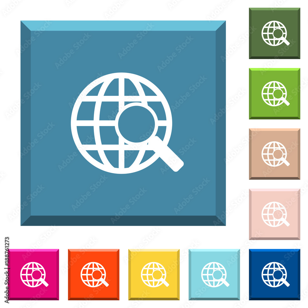 Poster web search white icons on edged square buttons