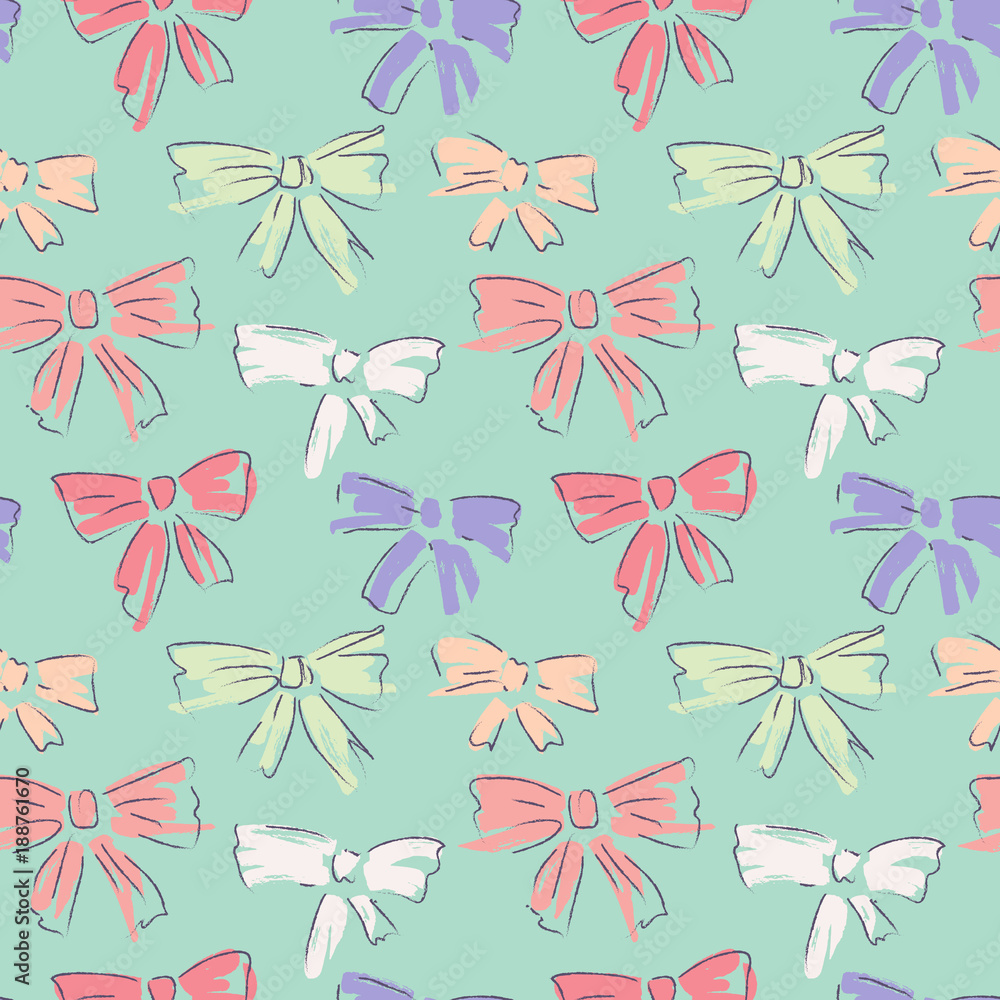 Aufkleber bow tie seamless pattern. vector pattern with hand drawn bow of ribbon. colorful repeated backdrop w