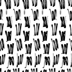 Abstract seamless hand drawn pattern. Modern grunge texture. Monochrome brush painted background. Texture with black strokes.
