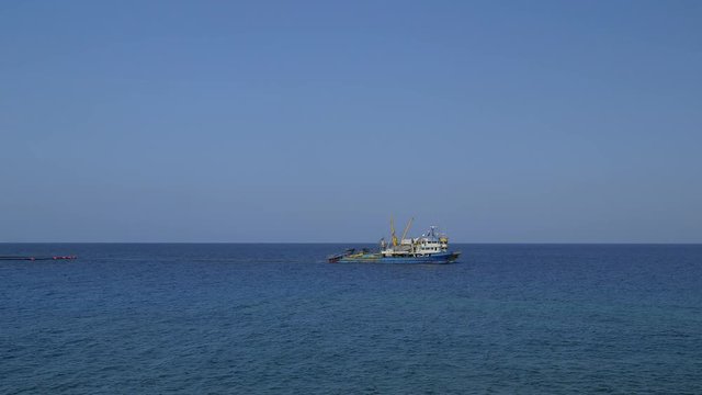Fishing Boats Drag Nets; Tip Of Cyprus; Karpas Peninsula, Cyprus