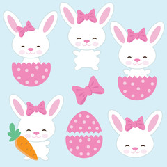 Easter bunny girl vector cartoon illustrator