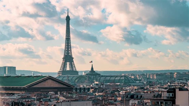 Parisian Rooftops during the Daytime.
4K timelapse clip shot the rooftop of the Galeries Lafayette.