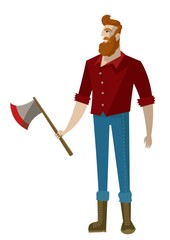 lumberjack worker man with axe