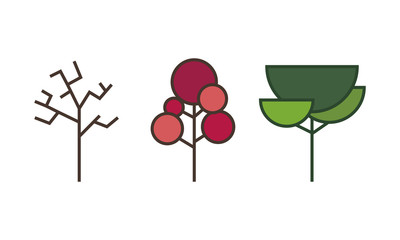 Tree flat style on white background color vector illustrator.