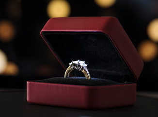 Closeup of diamond ring