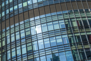 Close-Up of Modern Office Buildings in city of China.