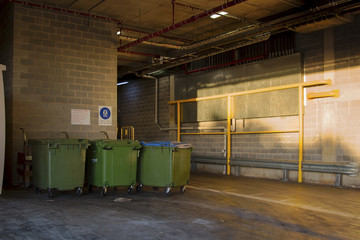 Sunset in the supermarket waste disposal unit.