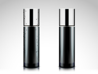 Black cosmetic bottles mockup