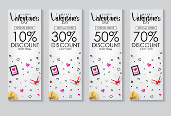 White Valentine's Day Sale. Banner vector Design and Illustration