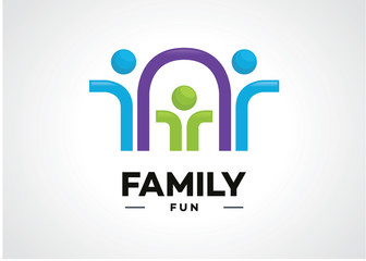 Family Fun Logo Template Design Vector, Emblem, Design Concept, Creative Symbol, Icon