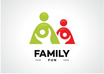 Family Fun Logo Template Design Vector, Emblem, Design Concept, Creative Symbol, Icon