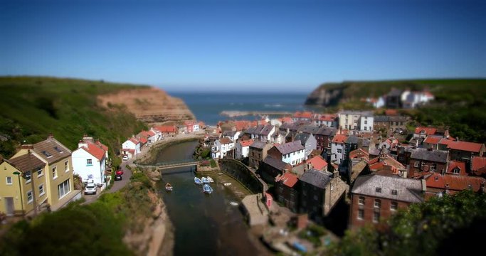 Clifftop View Of Staithes & Harbour; Staithes North Yorkshire; Staithes