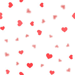 Seamless pattern with red hearts on white background. Vector