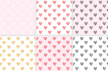 set of seamless pattern with hearts - vector illustration, eps
