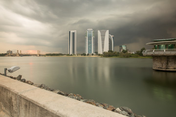 Putrajaya building during cloudy sunset.