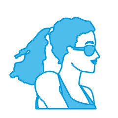 Woman head witn sunglasses icon vector illustration graphic design