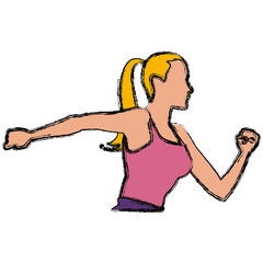 Fitness woman running icon vector illustration graphic design
