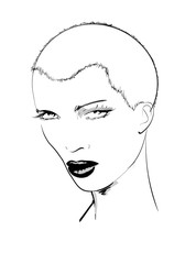 The face of a fashion girl with a short haircut. Vector illustration.