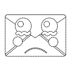 sad message envelope kawaii icon image vector illustration design  black dotted line