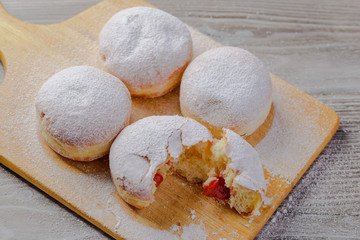 sweet donuts with stuffing,donuts with jam,donuts homemade,lush donuts with stuffing.