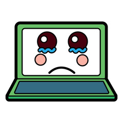 sad laptop kawaii icon image vector illustration design 