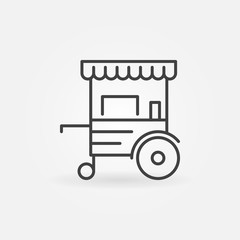 Mobile cart linear icon - vector wheel market stall line sign