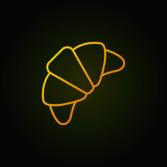 Croissant yellow vector icon or symbol in thin line style