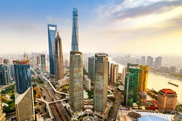 Abwaschbare Fototapete Shanghai Wolkenkratzer in Shanghai, China