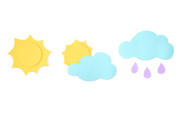 Weather collection paper cut on white background - isolated