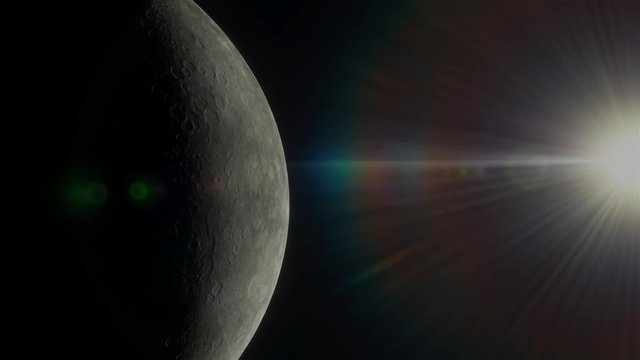 Planet Mercury and Sun from Horizon