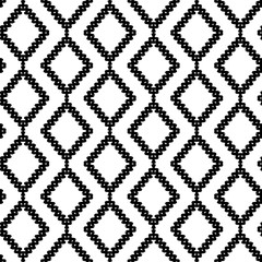 Black and White Seamless Ethnic Pattern - 188788293