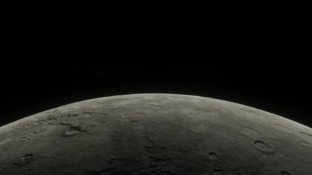 Planet Mercury Surface Rotates