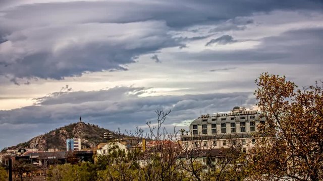 Plovdiv town, Bulgaria time lapsed clouds