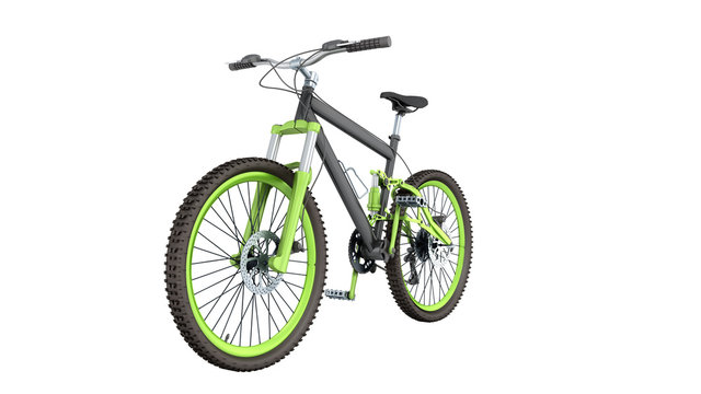 black 29er mountain bike on white background no shadow