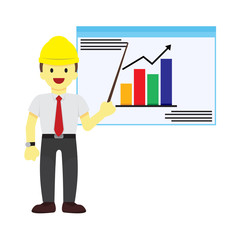 Worker Explaining Statistic Vector Illustration Graphic