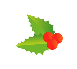 Holly Berry Christmas Symbol Vector Illustration