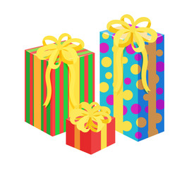 Presents Bows Santa Factory Vector Illustration